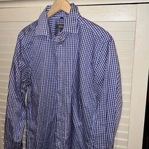 Kenneth Cole reaction, purple check, long sleeve shirt, size medium - $11.76