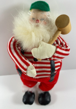 Vintage Workshop Santa Claus holding Wooden Hammer 7.5 in Figurine Ornament - £18.19 GBP