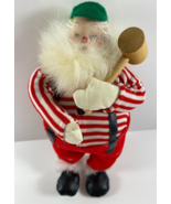 Vintage Workshop Santa Claus holding Wooden Hammer 7.5 in Figurine Ornament - $30.91 CAD