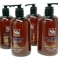 ( Lot 4 ) Sb Soapbox Sea Minerals &amp; Blue Iris Liquid Hand Soap w/ Pump 12 Oz Each - £26.83 GBP