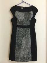 Anne Klein Color Block Black Sheath Dress Sz 6 Career Cocktail LBD - $19.78