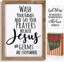 Funny Modern Farmhouse Decor Sign 2 in 1 - Wash Your Hands and Say Your Prayers - £15.54 GBP