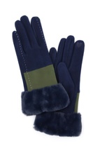  Two Tone And Stitch Lines Fauxfur Smarttouchgloves - $24.75