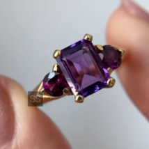 February Birthstone, Gold Amethyst Ring, Natural Gemstone Ring, Gifts For Him - £63.14 GBP
