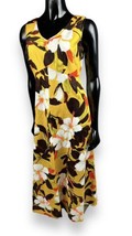 Vtg Hawaiian Tropical Floral Hibiscus Maxi Sleeveless Dress Yellow Pop A... - £53.42 GBP