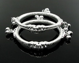 Real Silver Elephant Face baby Bangles toddler Bracelet With Jingle Bells - £43.06 GBP