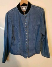 Stonebridge Y2k 90s Western Jean Jacket Women&#39;s Size 16 Button Down Deni... - $22.44