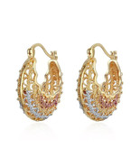 Multi colors Basket Round Hoop earrings 18k Layered Real Gold Filled - $15.50 CAD