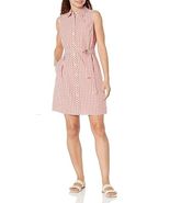 Tommy Hilfiger Sleeveless Shirt Dress Red Gingham Tie Sash Hip Pockets S... - €38,35 EUR