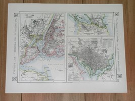 1921 Antique Map Plan Of New York Washington D.C. South America Nicaragua Canal - $26.42