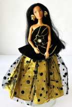 Altered Disney Pocohontas Doll in Elegant Gold &amp; Black Evening Gown - £19.32 GBP