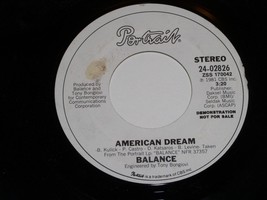 Balance American Dream Promo 45 RPM Vintage 1981 Portrait Label - £10.21 GBP