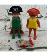 Vintage Geobra Playmobil Figures Pirate Hats Treasure Map Peg Leg - £11.66 GBP