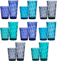 US Acrylic Optix Plastic Reusable Drinking Glasses (Set of 16) 14Oz Rocks &amp; 20Oz - £31.59 GBP