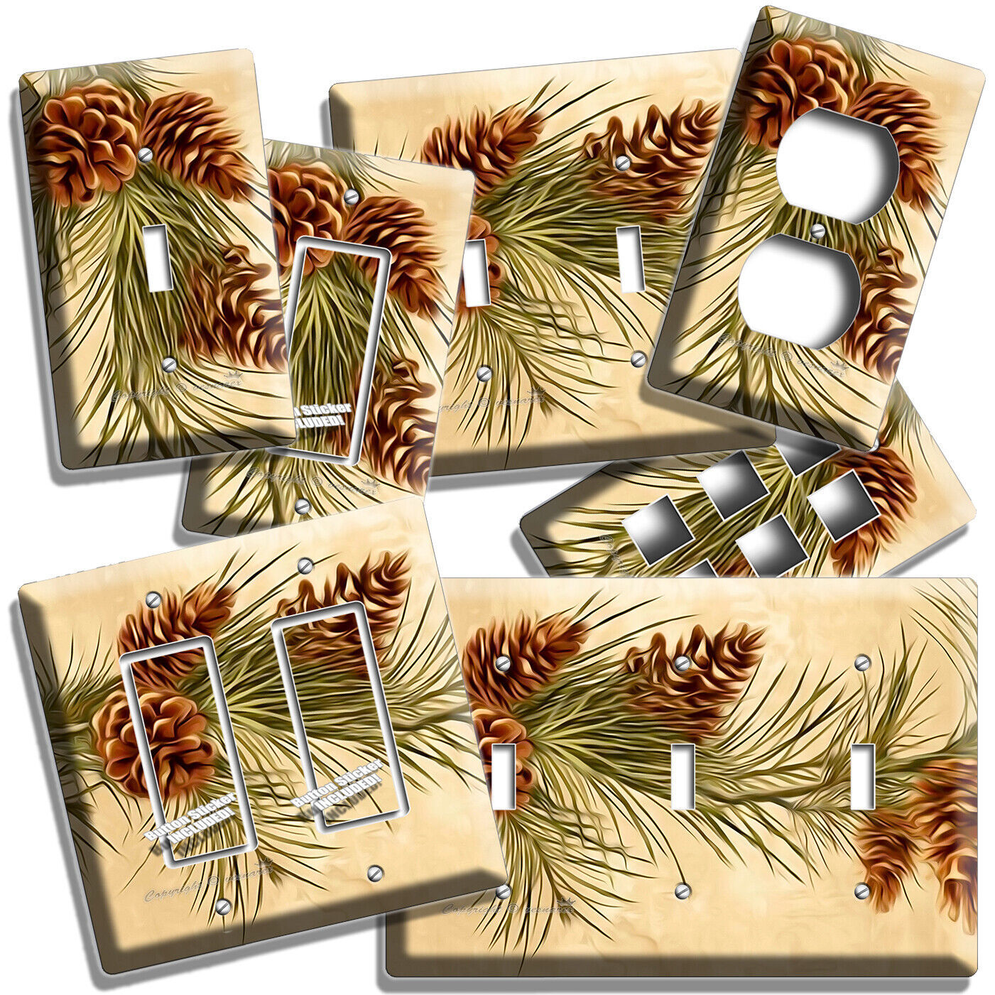 RUSTIC COUNTRY PINE CONES LIGHT SWITCH OUTLET WALL PLATE KITCHEN DINER A... - $8.99+