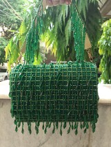 Glassbeads flap bag, handwork bag, party clutch,indian bride bag, crystals cluch - £75.76 GBP