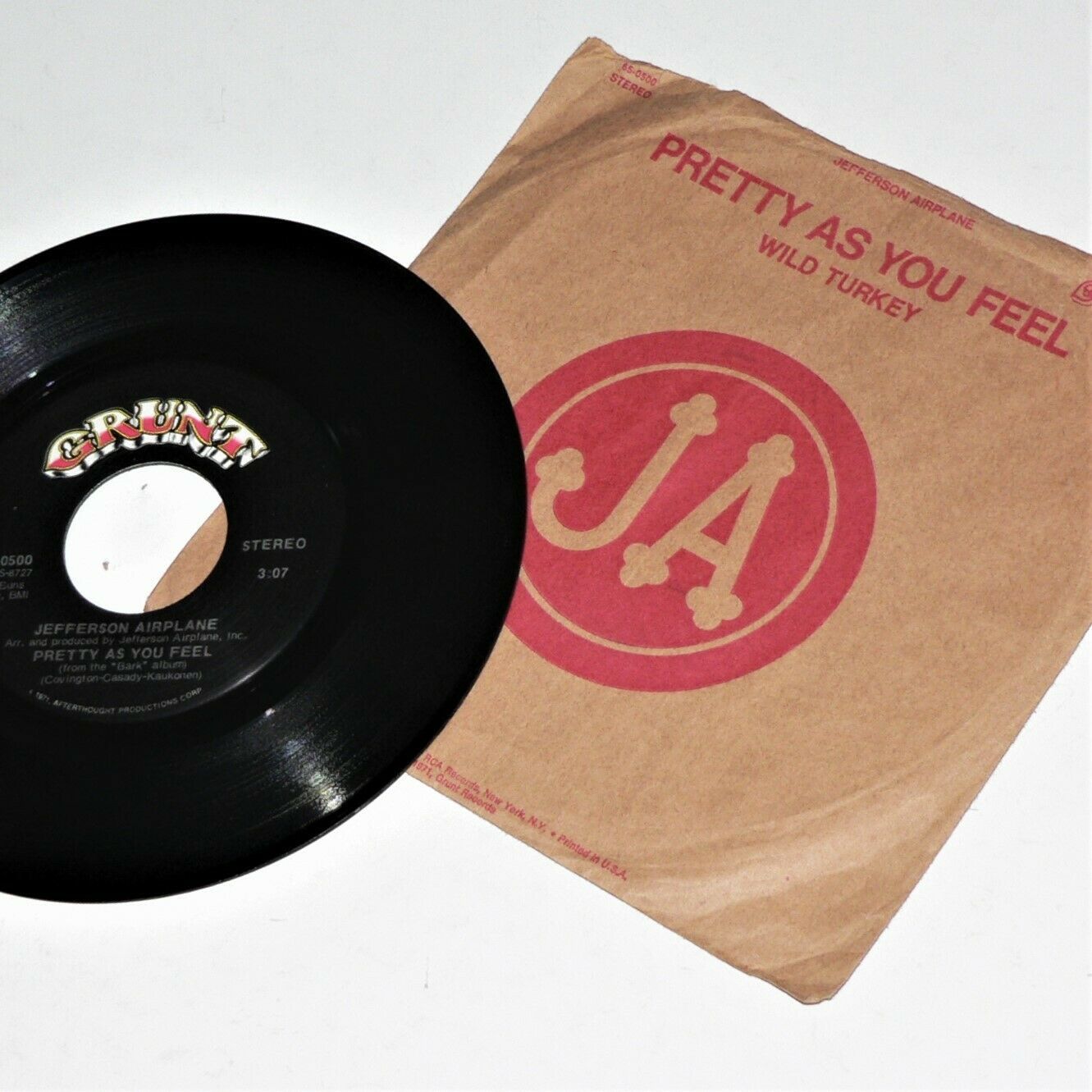 JEFFERSON AIRPLANE ~ PRETTY AS YOU FEEL / WILD TURKEY ~ VG++ 1971 7&quot; 45r... - $12.86