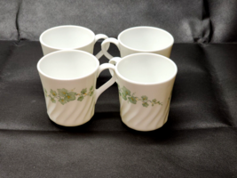 Vintage CORNING USA CALLAWAY Green Ivy Coffee Swirl Cups Mugs - MINT Set... - £22.07 GBP