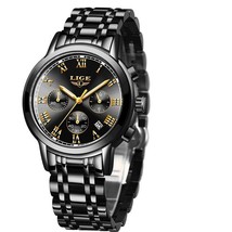 LIGE New Fashion Women Watches Ladies Bracelet Waterproof black gold - £36.65 GBP