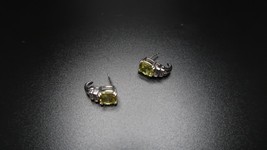 Vintage Yellow Stone Sterling Silver Stud Earrings 1.6cm - £23.65 GBP