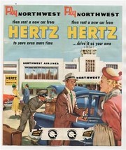 Fly Northwest Airline &amp; Then Rent a New Car from Hertz Brochure 1955 - $27.72