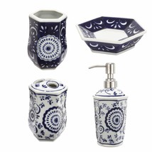 4-Piece Blue and White Ceramic Bathroom Set - $2,192.64 MXN