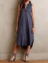 NWT Anthropologie Sleeveless Buttondown Dress 00 0 Petite BlueDot Lagenl... - £47.86 GBP