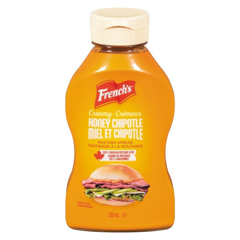 Primary image for 2 Bottles of French's Creamy Honey Chipotle Mustard 325ml Each - Free Shipping
