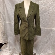Vintage Luisa Spagnoli Women&#39;s Green Blazer and Skirt Set, Size 42 - $84.14