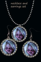 The Bride of Chucky childs play scary movie earring Earrings necklace se... - $163.92 MXN