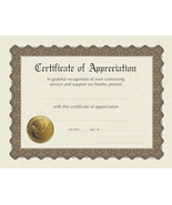 Ready-To-Use Certificates Appreciation Ivory/Brown/Gold Colors with Brow... - $159.40 MXN