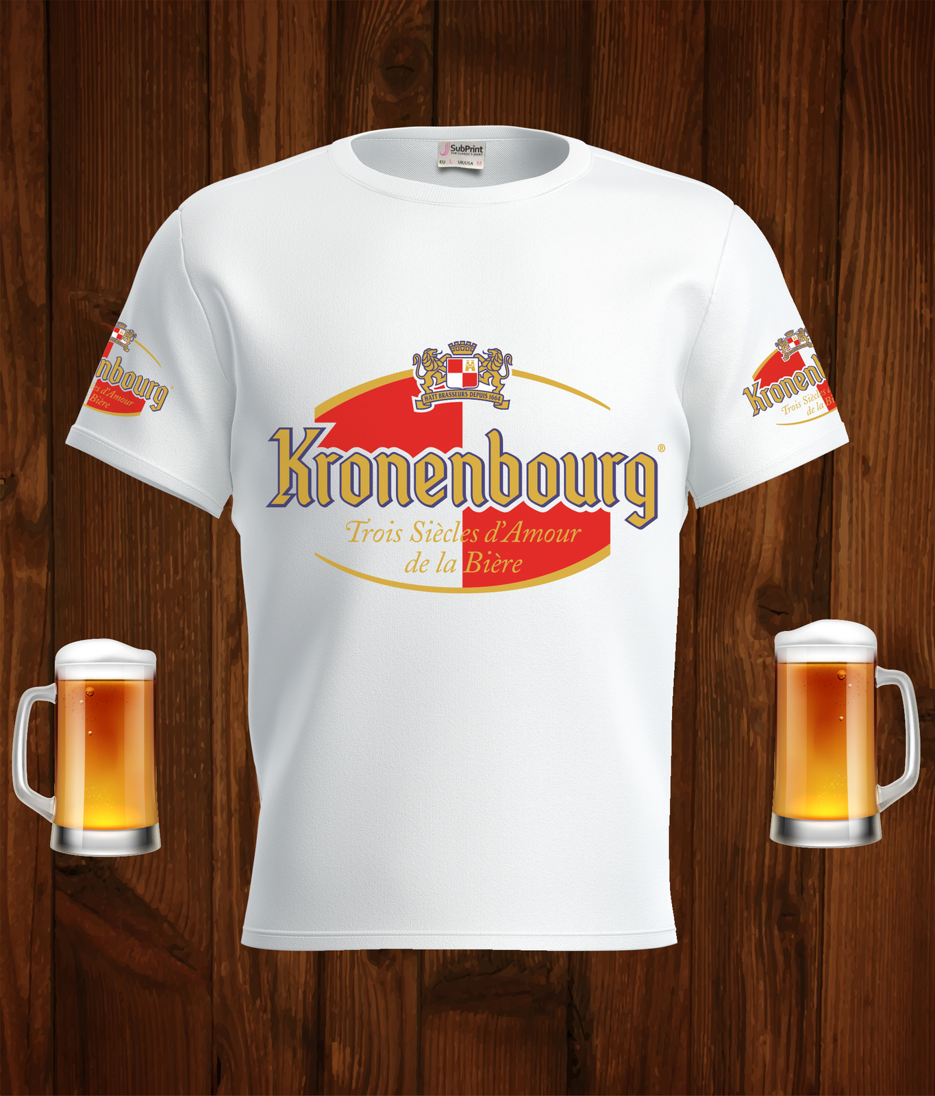 Kronenbourg Beer Logo White Short Sleeve  T-Shirt Gift New Fashion