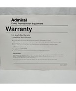 Admiral Video Reproduction Equipment Warranty Sheet - $9.89