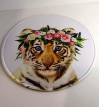 Lion With flowers ROUND MOUSEPAD Mouse Pad  8&quot; diameter Christmas gift idea - $6.71