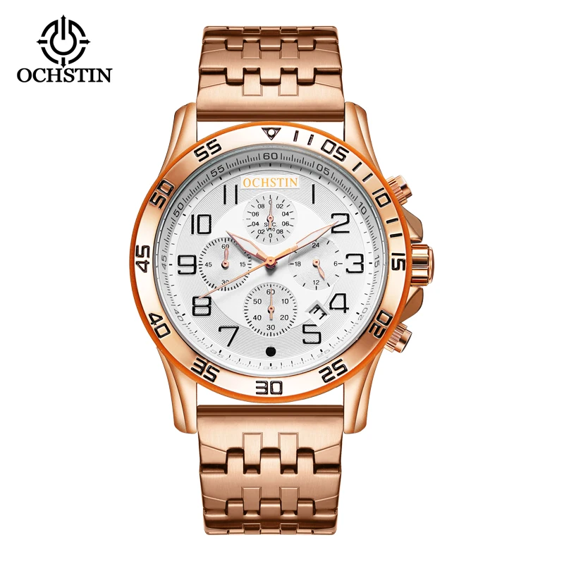 OCHSTIN Originale Multi-functional Quartz Watch Black Silver Steel Band HD Lumin - £32.77 GBP