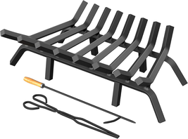 Fireplace Grate 24 Inch with 8 Support Legs, Solid Steel Heavy Duty Fire... - $110.02