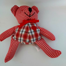 Mini Gingham Teddy Bear Lot of 2 Stuffed 6 Inches Tiered Tray - £18.87 GBP