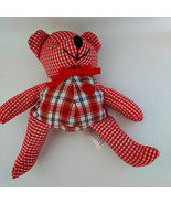 Mini Gingham Teddy Bear Lot of 2 Stuffed 6 Inches Tiered Tray - £18.87 GBP