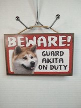 Scandical Plaque Beware! Guard Akita on Duty Canine Dog Pressed Wood - £8.16 GBP