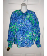 NWT LILLY PULITZER ABACO BLUE IN TURTLE AWE COULTER LONG SLEEVE TOP XL - $116.56 CAD