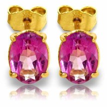 1.8 Carat 14K Solid Yellow Gold Panache Pink Topaz Stud Gemstone Earrings - £125.73 GBP