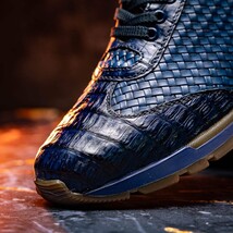 calfskin and genuine caiman crocodile fashion sneaker Shoes Roma Navy image 11