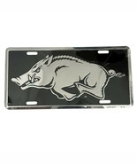 Arkansas Razorbacks Chrome License Plate Black Embossed Hog Logo NCAA Co... - €16,26 EUR