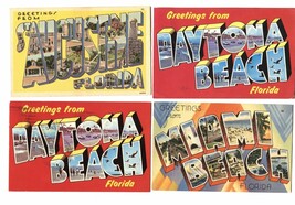 Florida Big Letters 4 Postcards Miami Daytona Beach St. Augustine PM 194... - $22.76