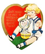 1930s Carrington Soft Soap Valentines Day Die Cut Card Chicago Illinois ... - $41.01 CAD