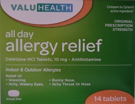 All Day Allergy Relief Indoor Outdoor 10mg Cetirizine 14 Tablets/Pk - $3.46