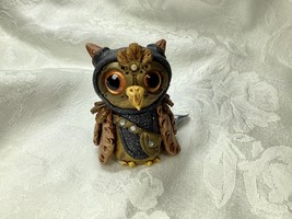 Owl Small Steampunk Sculpture Handmade Polymer Clay Mixed Media Fantasy ... - $24.99