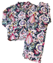 Pottery Barn Teen blue floral paisley flannel 2 piece pajama set size Small - £21.64 GBP