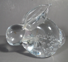 Art Glass Bunny Clear with Bubbles Paperweight 3.5&quot; x 2.75&quot; - $9.77