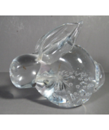 Art Glass Bunny Clear with Bubbles Paperweight 3.5&quot; x 2.75&quot; - £7.63 GBP